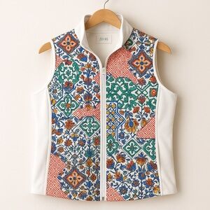 ZELOS | Plus Quilted Vest Floral Size 2X
